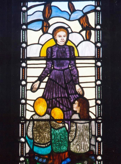 Stained glass window at All Saints Catholic Church